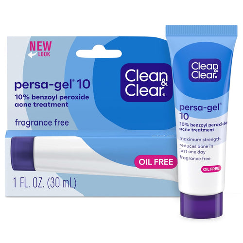 Persa-Gel 10 Oil-Free Acne Spot Treatment with Maximum Strength 10% Benzoyl Peroxide, Topical Pimple Cream & Gel Medication for Face, Fragrance-Free, 1 Fl. Oz, 1 Pack